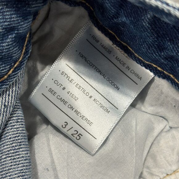 Kancan Shorts Womens 3/25 "Truly High‎ Rise 90's Bermuda Shorts" Distressed Blue - Picture 5 of 12